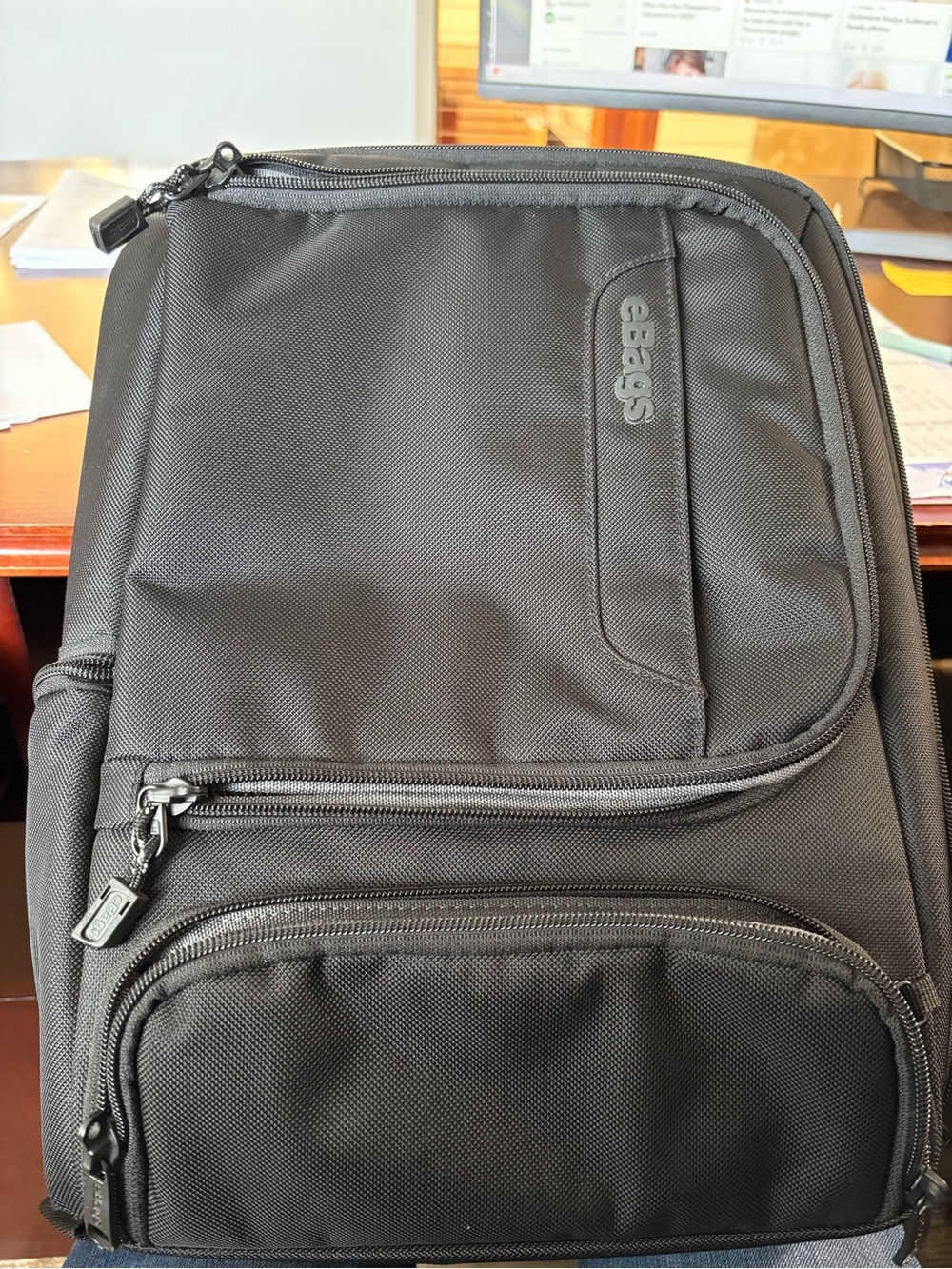 eBags Professional Slim Laptop Backpack EB2146-15.5 Black Travel Work Bag